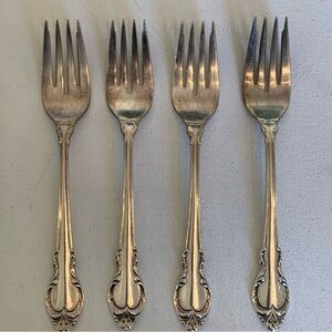 4 International Holmes & Edwards Deep SILVER FASHION 6.75" Forks Fork Set 1957